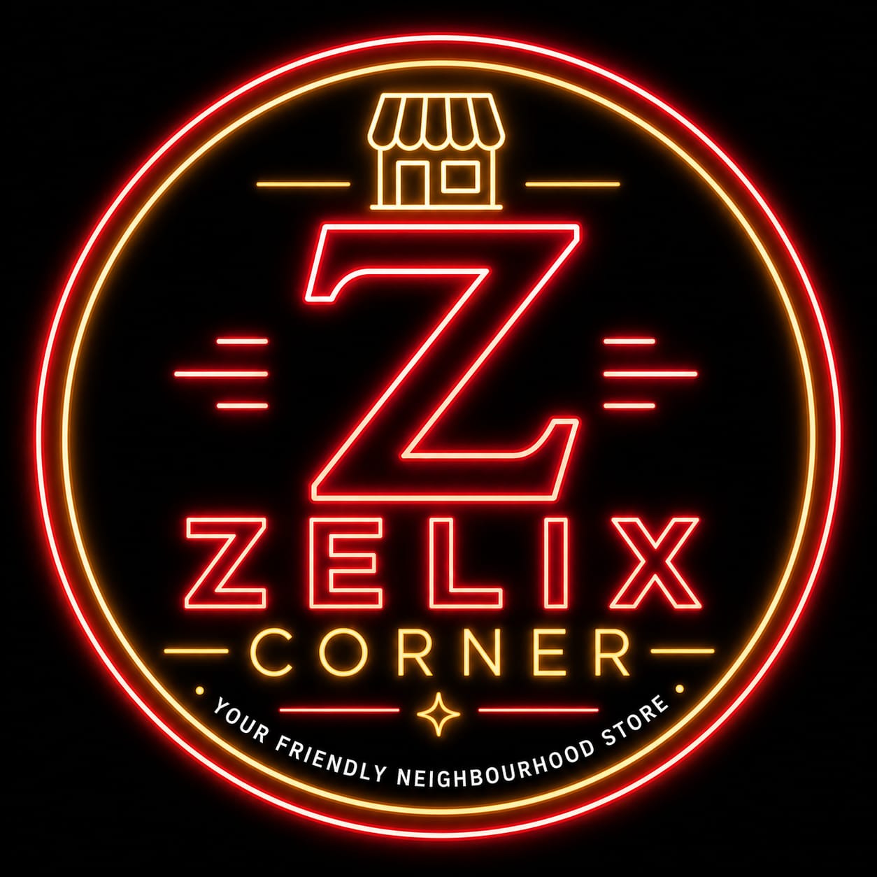 Neon Zelix Corner shop logo